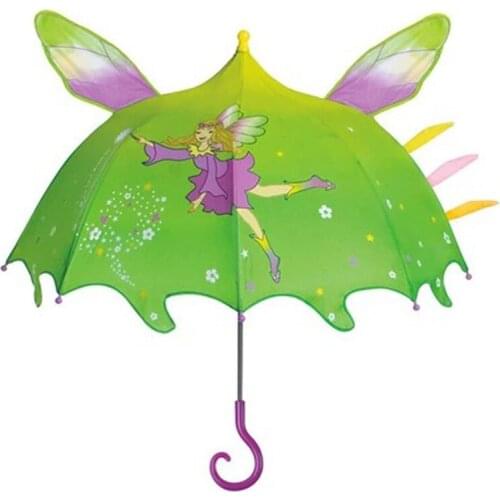 New green fairy angel cartoon umbrella children umbrella long handle sunny rainy safe kids umbrella novelty gift for children