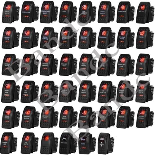 12V 24V Car Boat LED Button Switches Dual RED Lights 5P SPST Rocker Switches for ARB Marine RV 4×4 Caravan，Waterproof