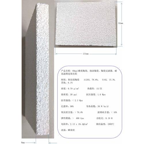 1pcs 60ppi Honeycomb Ceramic, Foam Ceramic, Ceramic Filter, High Temperature Cast Alumina