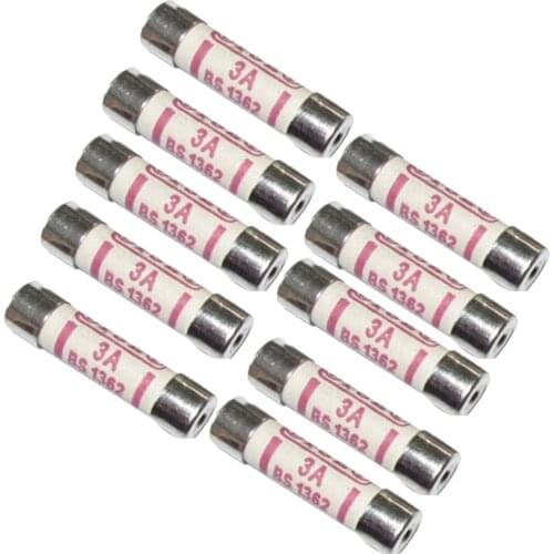 10Pcs Fuse Ceramic Fuse Tube BS1362 3A 6x25mm For Multimeter Instrument