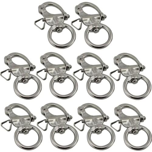 Stainless Boat Round Ring Swivel Snap Shackle Marine Quick Release Shackles with Round Ring Camera Belt Aecessory 10pcs 76mm