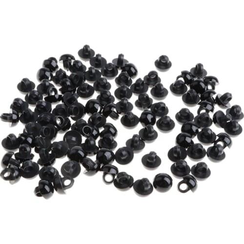 100pcs 9mm Black Mushroom Sewing Buttons Eyes, Plastic Safety Eyes for Bear Doll Puppet Plush Animal Toy DIY Making