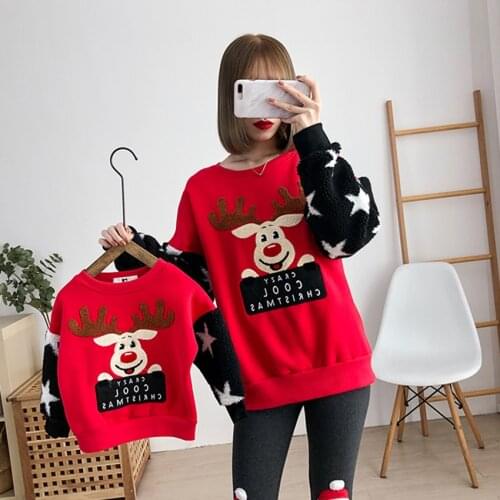 2021 High Quality Christmas Adult Kids Pajamas New Year Women Family Match Santa Claus Elk Sweaters Xmas Sweatshirt Gift Outfits