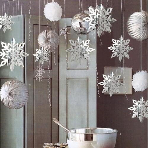 3D frozen party Christmas snowflake decoration hollow snowflake paper garland fake ornament winter snow ornament