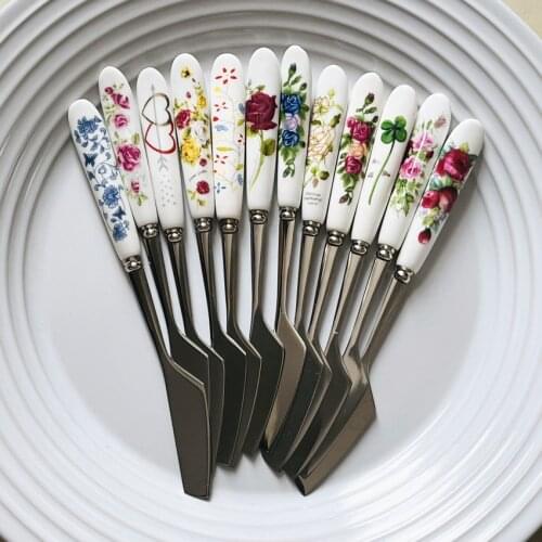 Free shipping (3pcs/lot) Multicolor Ceramic Handle Stainless Steel Knife 160mm Mini Butter/Dessert Knife tableware