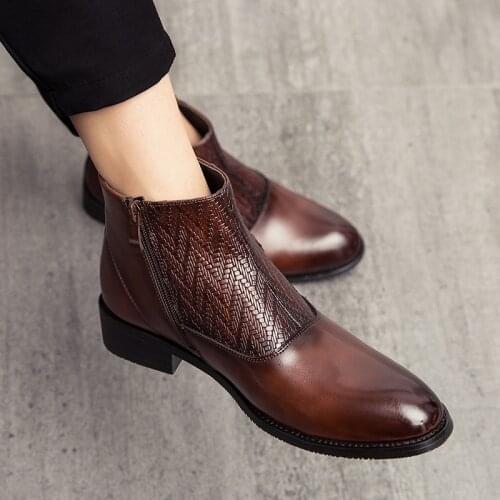 Retro original Martin boots mens leather boots Italian zipper mens formal shoes side buckle elegant decent mens Boots Eu38-44