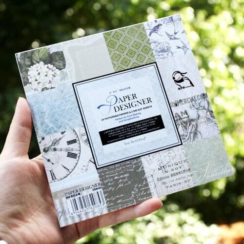 DIY Printed Clock Flower style Scrapbooking paper pack of 24 sheets handmade craft paper craft Background pad
