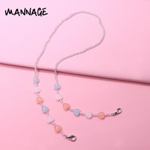 3pcs Cute Heart Anti-lost Acrylic Beaded Chain Face Mask Lanyards Glasses Chain Mask Cord Holder Eyewear Neck Straps