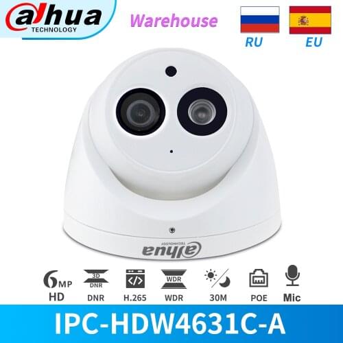 Dahua IP Camera 6MP PoE IR Dome IPC-HDW4631C-A Built-in Mic CCTV Security Video Surveillance Cameras Metal Onvif Multi-Language