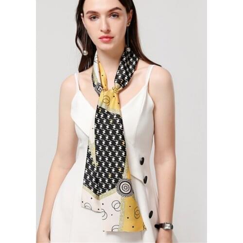 Long Silk Skinny Scarf Women Print Elegant Neck Scarves Hair Head Ribbon Tie Bag Handle Decoration Foulard Collar Kerchief
