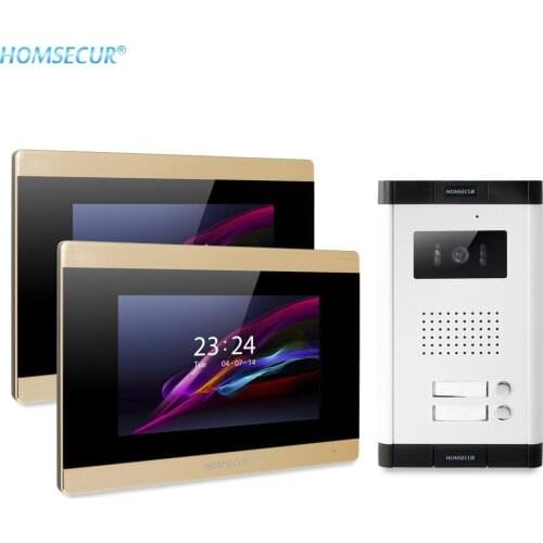 HOMSECUR 7" Video Door Phone Intercom System+Dual-way Intercom for 2/3/4 Apartment XC061-2/3/4+BM715-G
