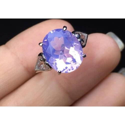 High Quality Beautiful 925 Sterling Silver Charms Jewelry Natural Lavender Quartz Ring Engagement Wedding Ring