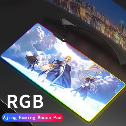 Fate/Grand Order Mouse Pad LED RGB FGO Big Size XXL Gamer Anti-slip Rubber Pad Play Mats Gaming for Keyboard Laptop Computer PC