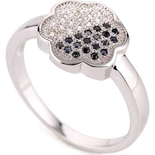 Beautiful Flower Rhodium Plating Rings for Woman Fashion Jewelry