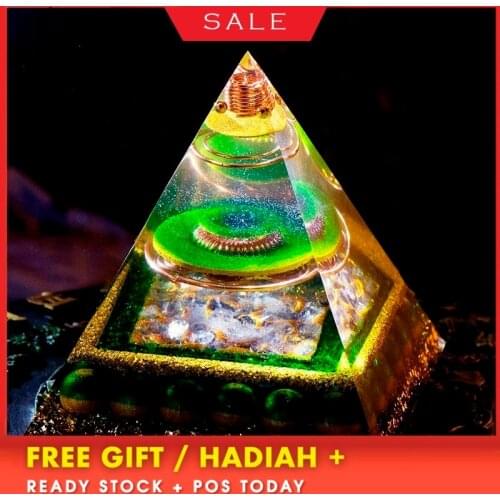 AURA REIKI Orgonite Aura Crystal Pyramid Feng Shui Decoration Crafts Accumulate Wealth Energy Converter Resin Decorative Jewelry