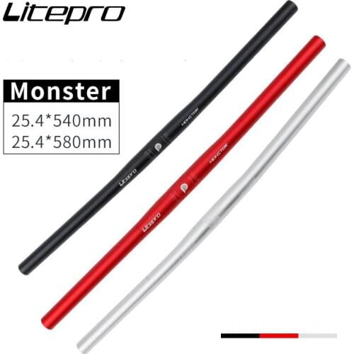 Litepro aluminum alloy bicycle handlebar 25.4mm*540/580mm horizontal handlebar BMX one shaped road folding bike handlebar black