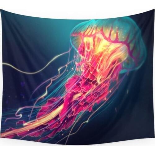 Jellyfish Tapestry Wall Hanging Bohemian Printed Tapestries Home Living Room Bedroom Office Art Decor
