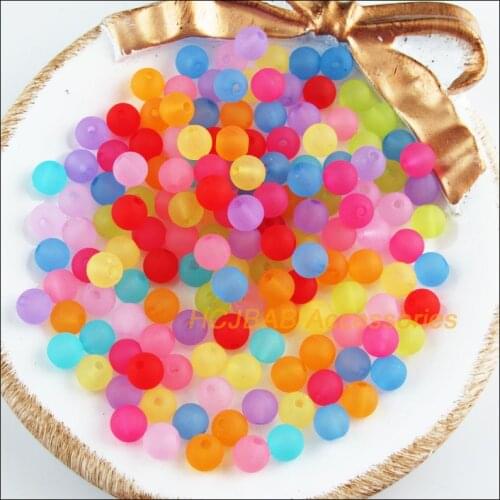 Fashion 200Pcs New Frosting Round Charms Acrylic Spacer Beads Mixed Flower 6mm