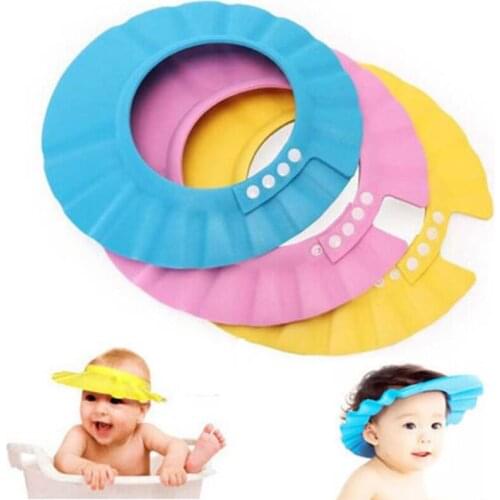 Soft Children Adjustable Safe Shampoo Shower Cap Bath Protection Soft Caps Baby Hats for Baby Kids +B