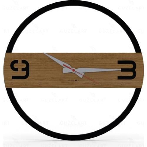 GuzelArt Nuans Wall Clock Modern Design Living Room Decoration Wooden Home Decoration Accessories Wall Decor Black