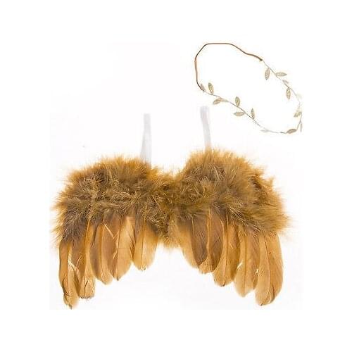 2017 New Costume Leaves Headband + Feather Angel Wings Baby Photograph 2pcs Props