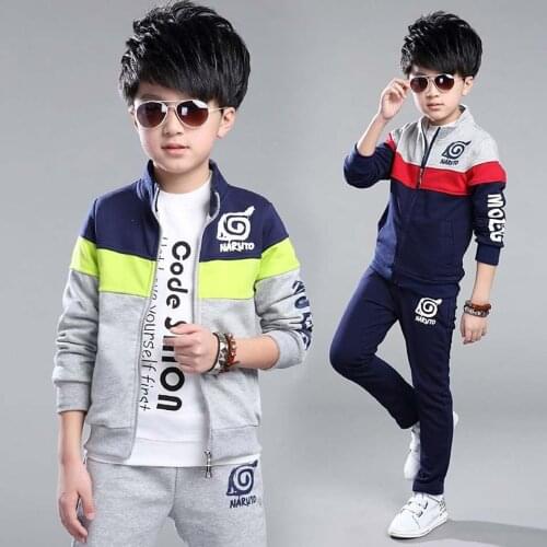 New Boys and Girls Coat+pant Sports Sets Childrens Clothes Sets Spring and Autumn Suits Stitching Color 4-12 Ages Kids Outfits