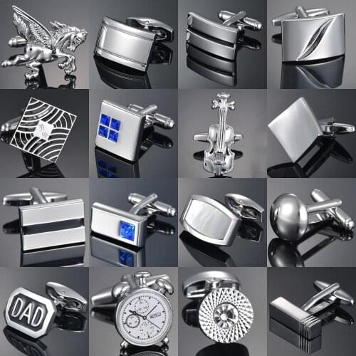 Ew luxury shirts Cuff links jewelry brand high-grade silvery gold metal Blue Pink white crown crystal Cufflinks for mens