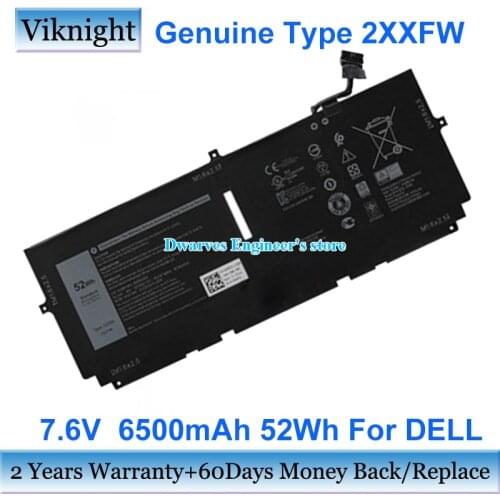Genuine 7.6V 2XXFW Battery For DELL XPS 13 9300 XPS 13 9300 2020 XPS 13 9300 I5 FHD Laptop Batteries 722KK FP86V WN0N0 6500mAh