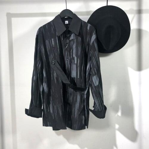 Owen seak Men Casual Shirt Gothic Mens Clothing Hip Hop Tops Tees Autumn Oversized High Streetwear Long Sleeves Black Shirt