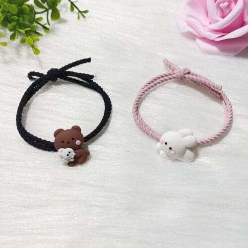 2pcs/Set Cute Bear Bunny Attract Couples Bracelets Fashion Woven Bracelet For Women Man Birthday Gifts For Boy Girl 2021