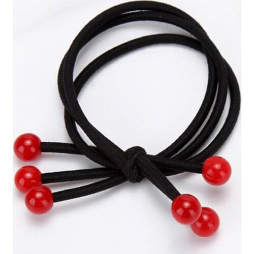 Red Simulated Pearl Rubber Hairband Cherry Hair Band Girls Hair Accessories for Women Elastic Hair Bands