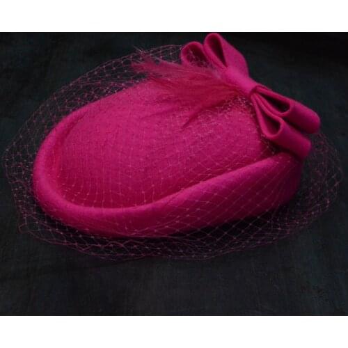 Luxury Australian Wool Fedora Top Hat For Women Feather Face Veil Beret Cap Women Spring Autumn Wedding Bow Fedora Hat Headwear