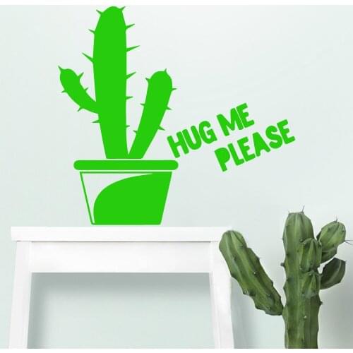 Cute Cactus Hug Me Vinyl Wall Sticker For Boys Baby Room Vinyl Mural Wallpaper Bedroom Wall Decal Stickers muraux