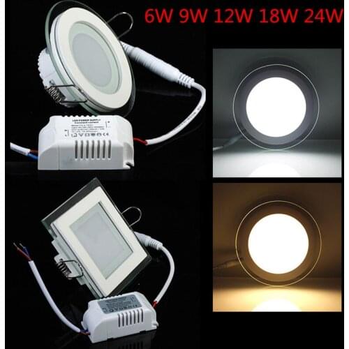 6W 9W 12W 18W 24W Glass LED Ceiling Panel Light LED Ceiling Light 3000K 4000K 6000K Round/Square Recessed led Indoor Light