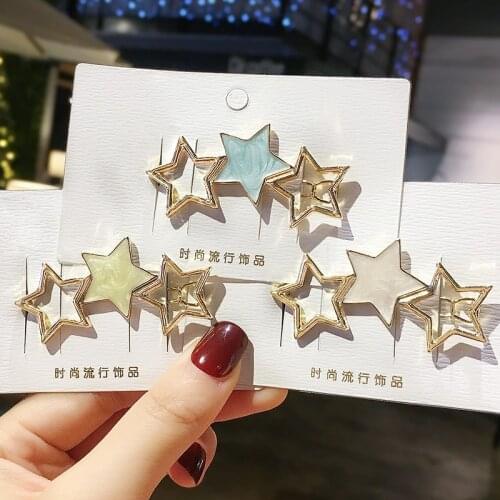New Fashion Love Five-pointed Star For Girls Alloy Clip Hairpin Adult Simple Hollow Hairclip Woman Headwear Hair Accessories