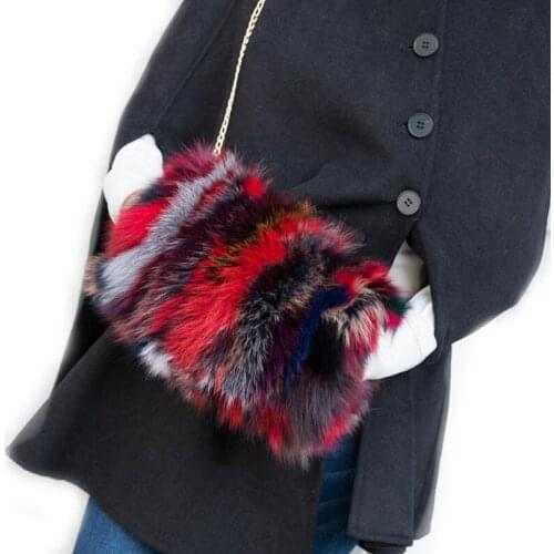 2020 Ladies Bag New Fox Fur Real Fur Casual Diagonal Bag Clutch Bag Hand Chain Bag Shoulder Warm Hand Fur Bag