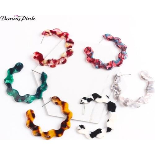 Banny Pink Large Resin C Studs Earrings For Women Bohemia Mix Color Acrylic Pendant Post Earrings New Pattern Earrings Brincos