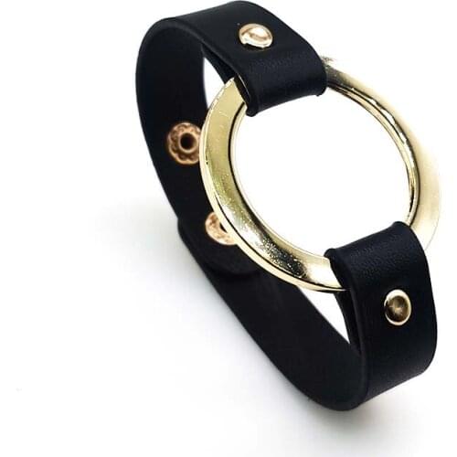Metal Gold Round Leather Bracelets for Woman Fashion Wide Wrap Charm Bracelet & Bangle Female 2020 New Jewelry