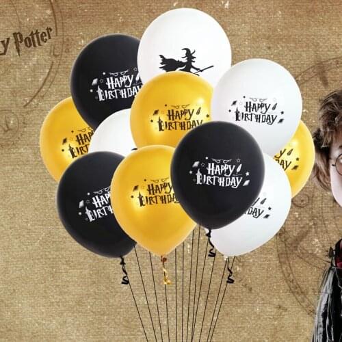 10pcs 12inch Happy Birthday Latex Balloon Broom witch Cartoon Balons Magic Theme Birthday Party Decor Baby Kids Favors Toys