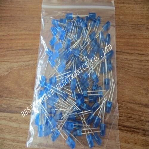 100pcs Blue LED 5MM Blue light-emitting diode Blue turn Blue LED lamp holder