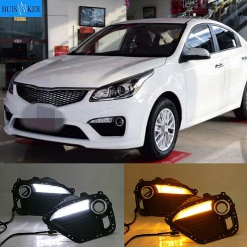 2pcs LED DRL lights Daytime Running Light Daylight yellow Signal fog lamp Styling lights For KIA K2 RIO 2016-2017