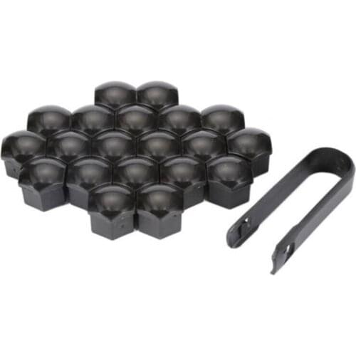 20pcs Car Wheel Lug Bolt Nut Covers Cap 17mm Black with Puller Removal Tool Kit Auto Vehicle Professional Accessories parts