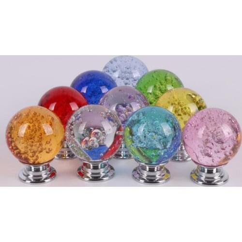 30mm Crystal Glass Knobs Cabinet Handles Colorful Crystal Ball Cupboard Pulls Drawer Knobs Kitchen Furniture Handle Hardware