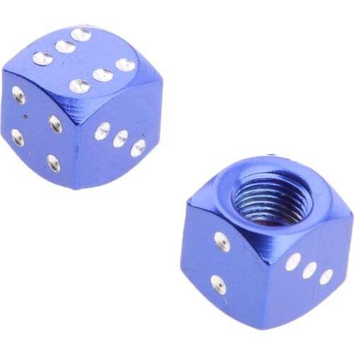 4Pcs Dice Valve Stem Caps Motorcycle Car Bike Tire Wheel Cover Blue