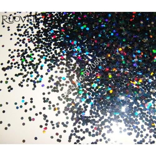 50g 1mm(1/24")Glitter Laser Holographic Black Dazzling Hexagon Glitter Paillette Spangles Shape for DIY Nail Art Decoration