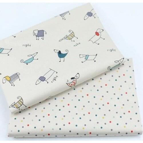 50x160cm Brand New Design Cartoon Dog & Colorful Polka Dot Printed Cotton Fabric Floral Fabric For DIY Sewing Bedding Quilting