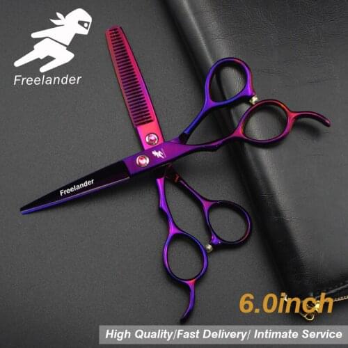 6.0 inch Professional hair Barber scissors set straight scissors and curved pieces hair care & styling