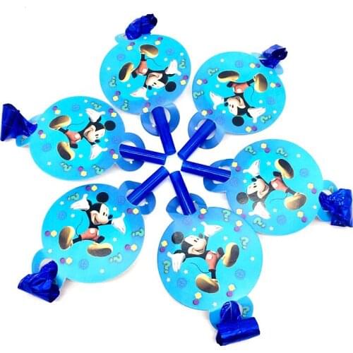 Disney Mickey Mouse 6pcs/lot Noise Maker Boy Birthday Party Toy Family Party Festival Blowout Cartoon Blowing Dragon Supply