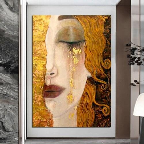 Abstract Gustav Klimt Tear Oil Painting Classic Posters and Prints Art Wall Pictures Cuadros for Living Room Home Decor