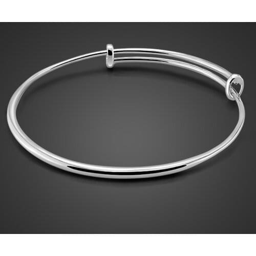 Charm Sterling silver jewelry Simple Adjustable Size Solid 925 Silver Bracelets For Girl Fashion Woman Accessorize Birthday Gift